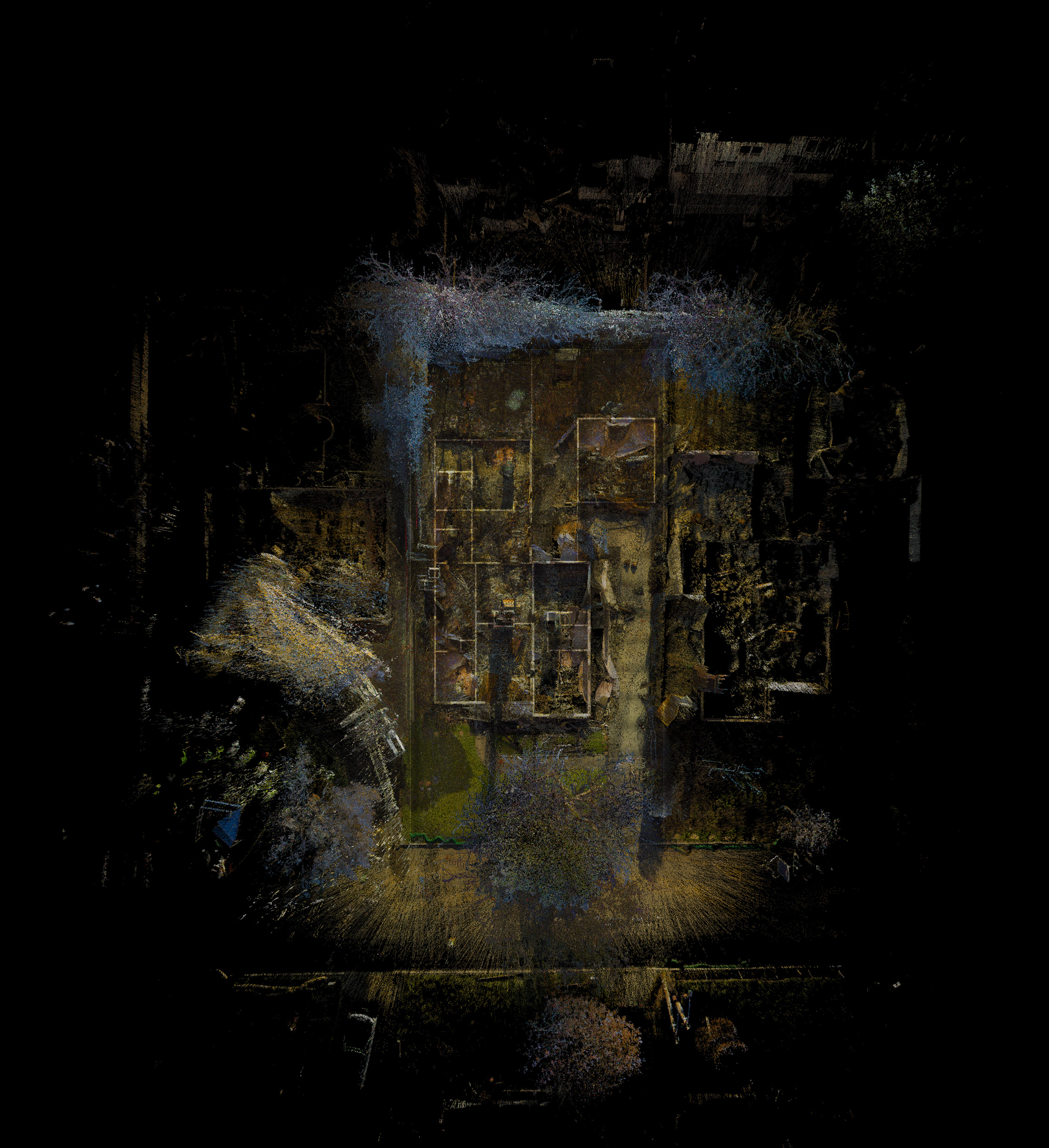 Aerial scan and floorplan superposition — house 01